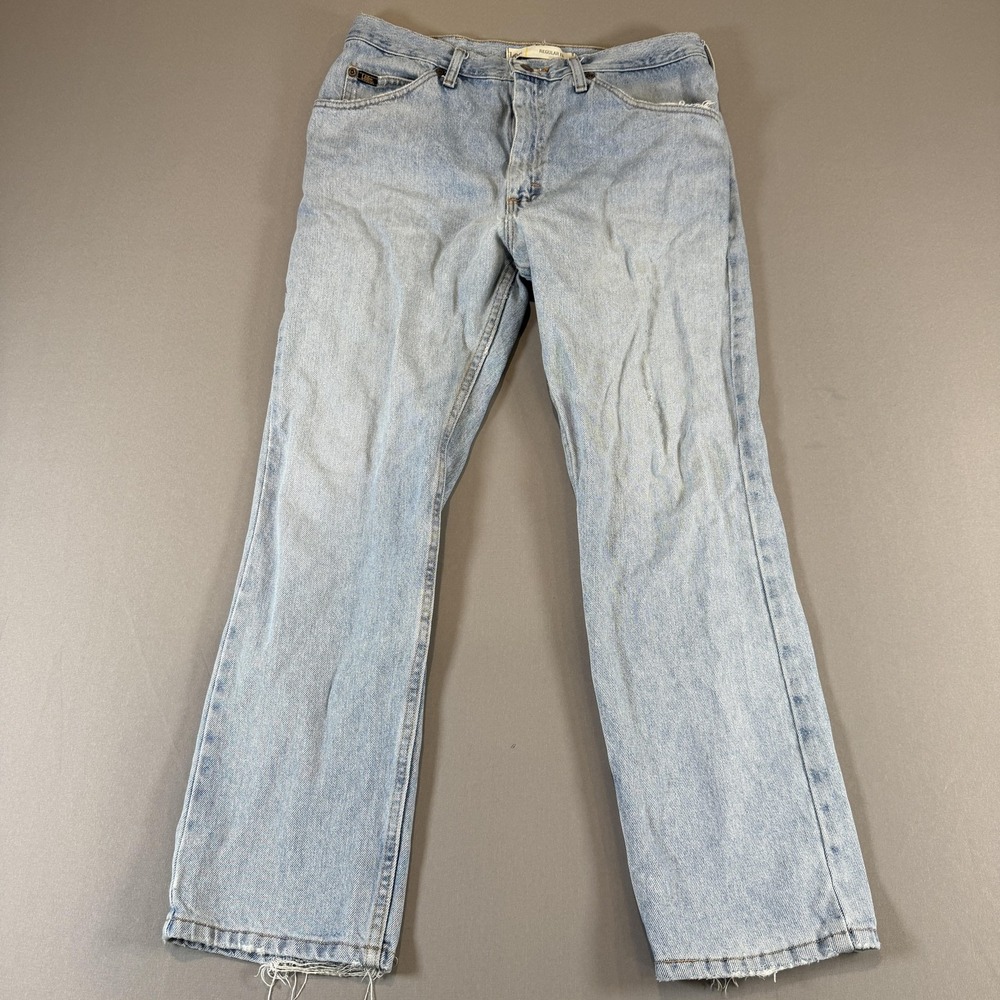 Lee Jeans Mens 36x30 Light Wash Blue Regular Fit Straight Leg Denim Pants